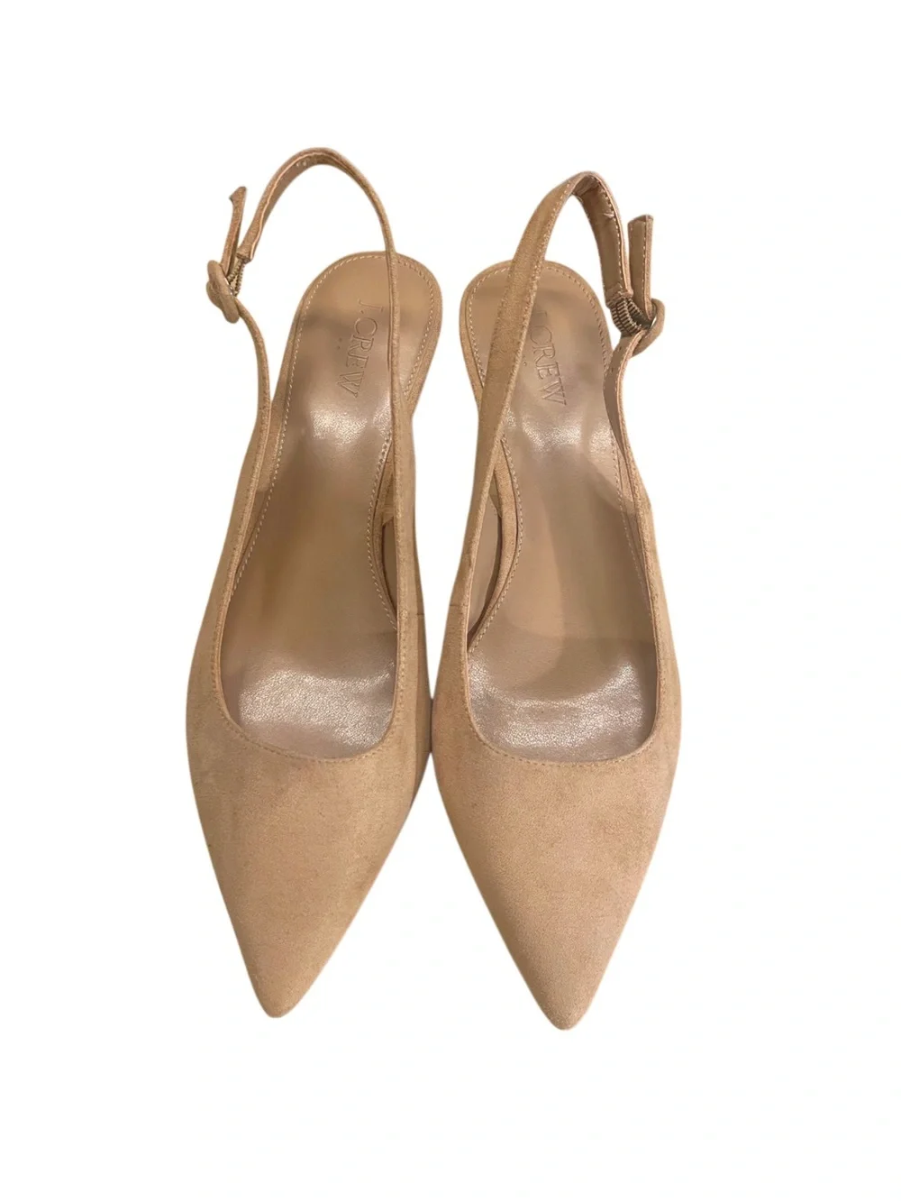 J Crew Tan Pointed-Toe Slingback Kitten Heel Women’s Shoe Sz 9